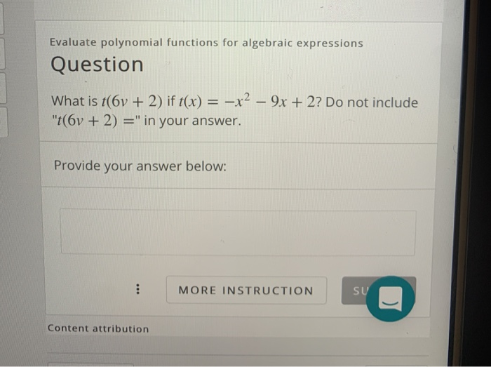 Solved Evaluate polynomial functions for algebraic | Chegg.com