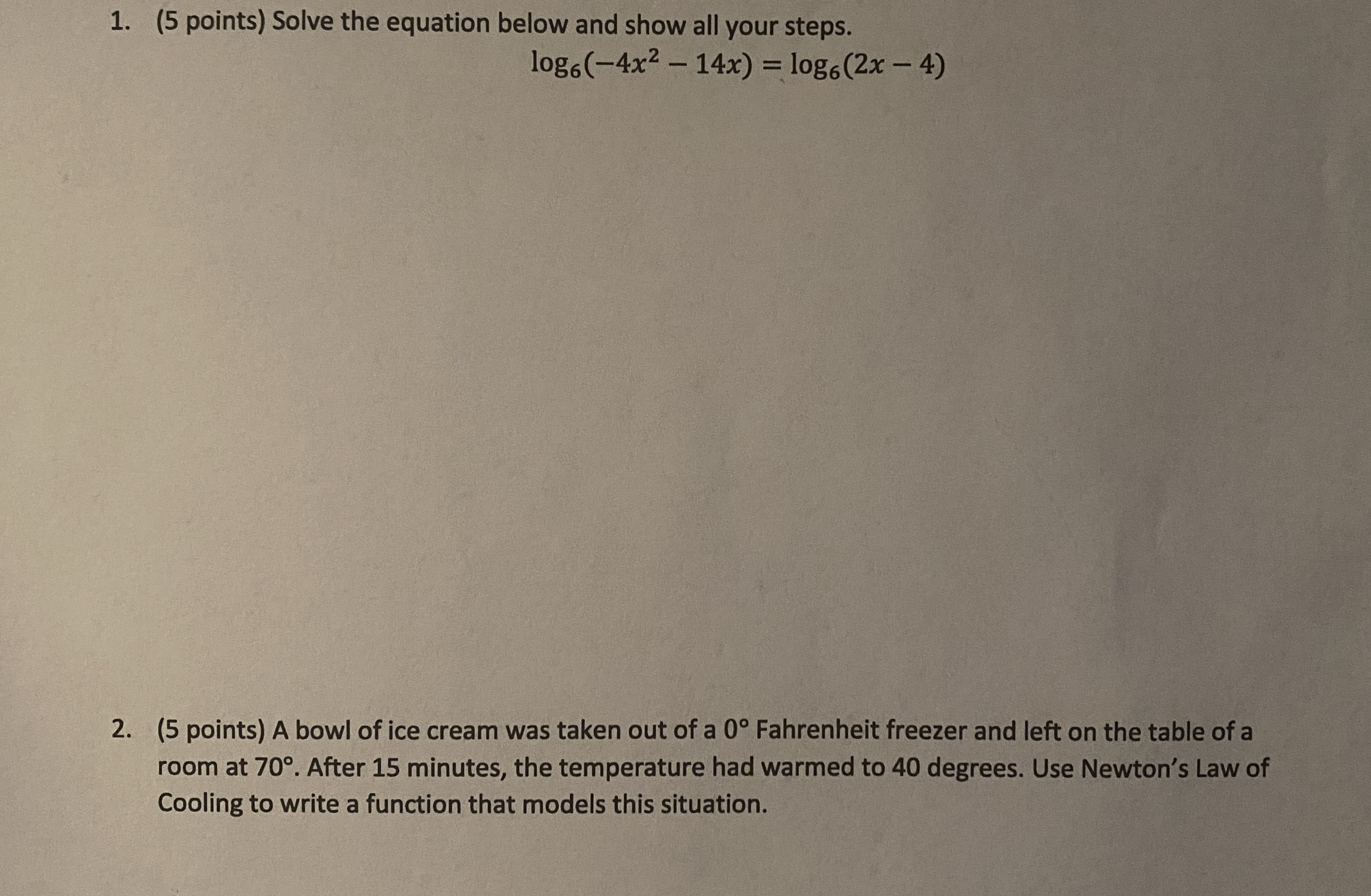 Solved (5 ﻿points) ﻿Solve the equation below and show all | Chegg.com