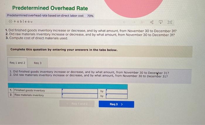 Solved Tableau DA 15-1: Quick Study, Computing cost of | Chegg.com