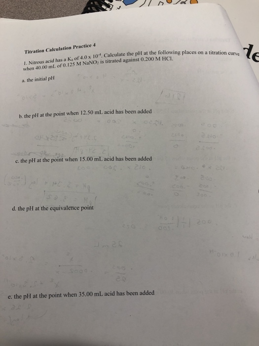 Solved Titration Calculation Practice 4 the pH at the