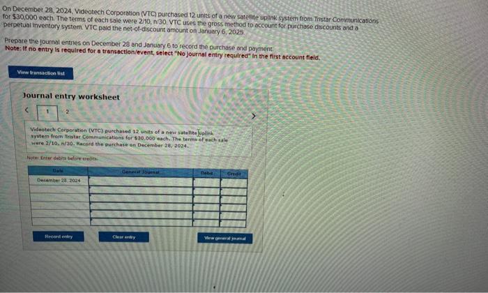 Solved On December 28 2024 Videotech Corporation VTC Chegg Com   Image