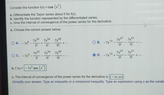 Solved Consider the function f(x) = cos(x). a. Differentiate | Chegg.com