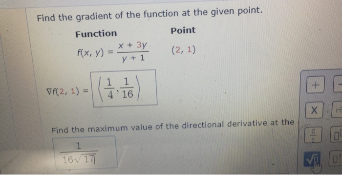 Solved Find The Gradient Of The Function At The Given Point. 