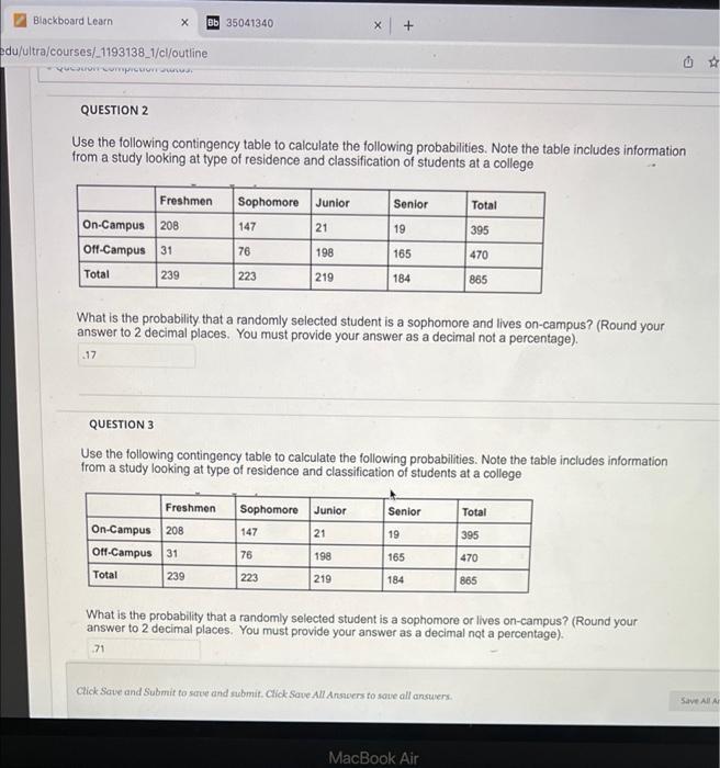 Solved Use the following contingency table to calculate the | Chegg.com
