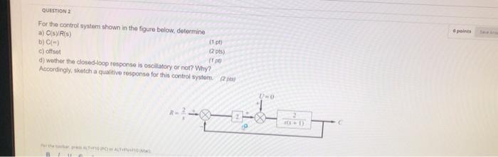 Solved QUESTION 2 points For the control systems shown in | Chegg.com