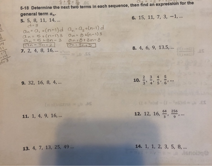 5 18 Determine The Next Two Terms In Each Sequence Chegg Com