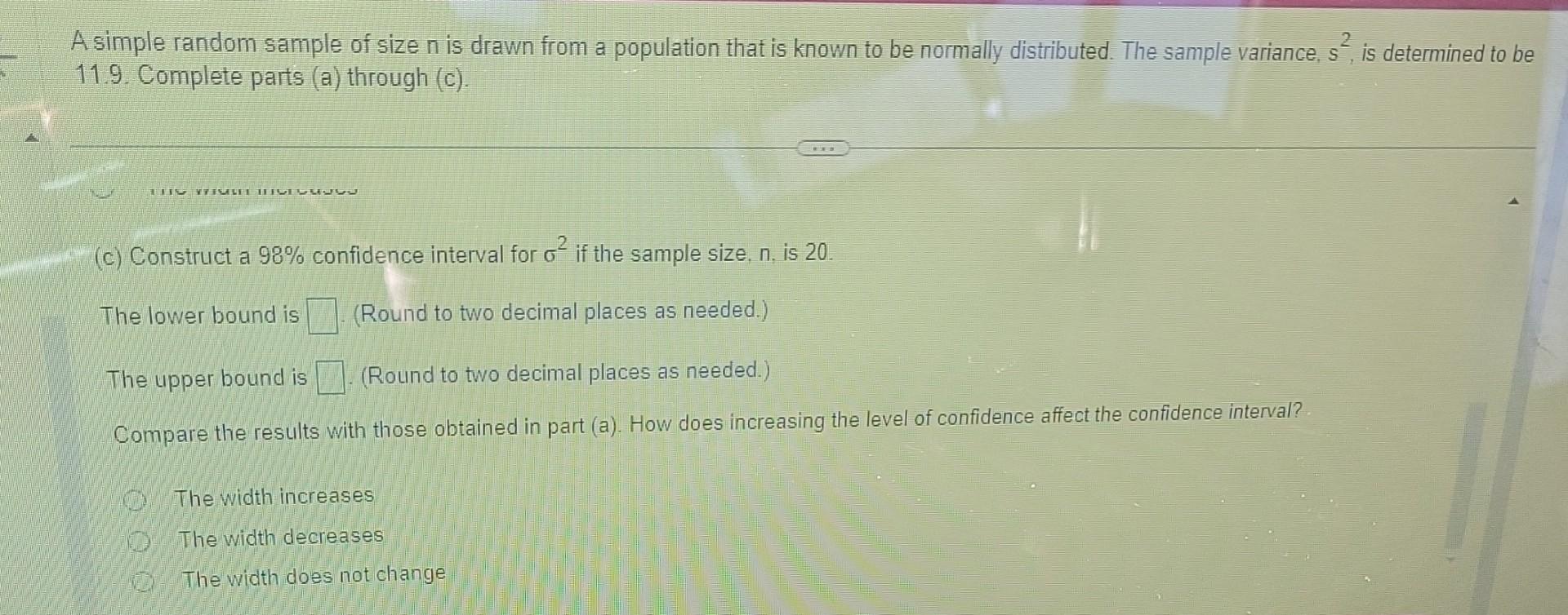 Solved A simple random sample of size n is drawn from a | Chegg.com