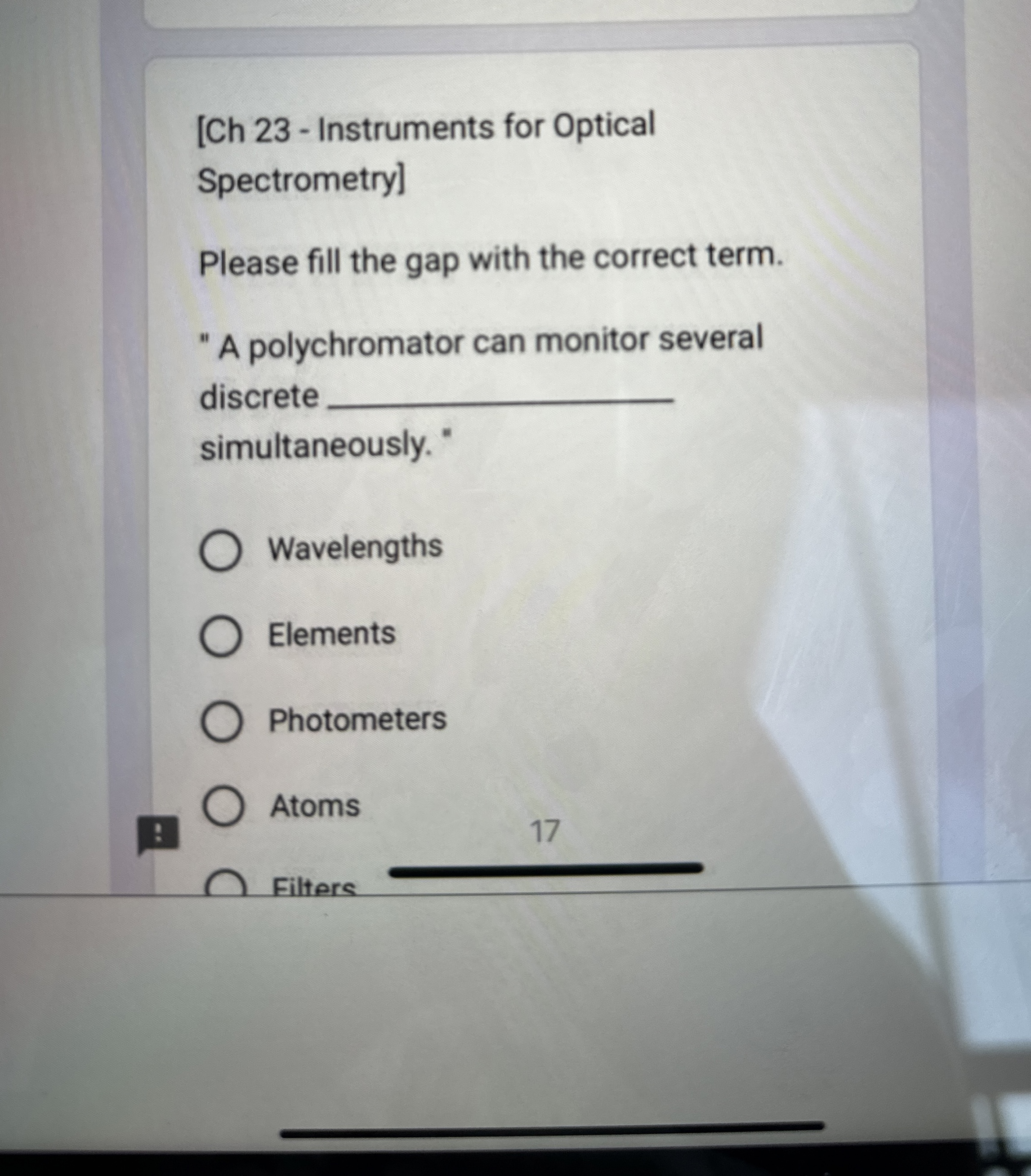 Solved [Ch 23 - ﻿Instruments for OpticalSpectrometry]Please | Chegg.com