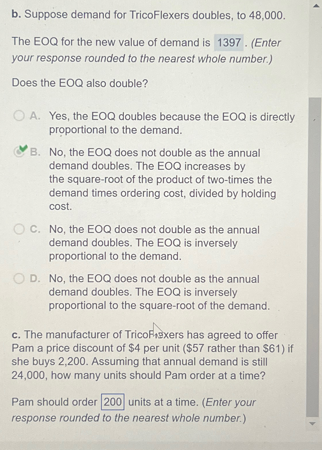 Solved b. ﻿Suppose demand for TricoFlexers doubles, to | Chegg.com