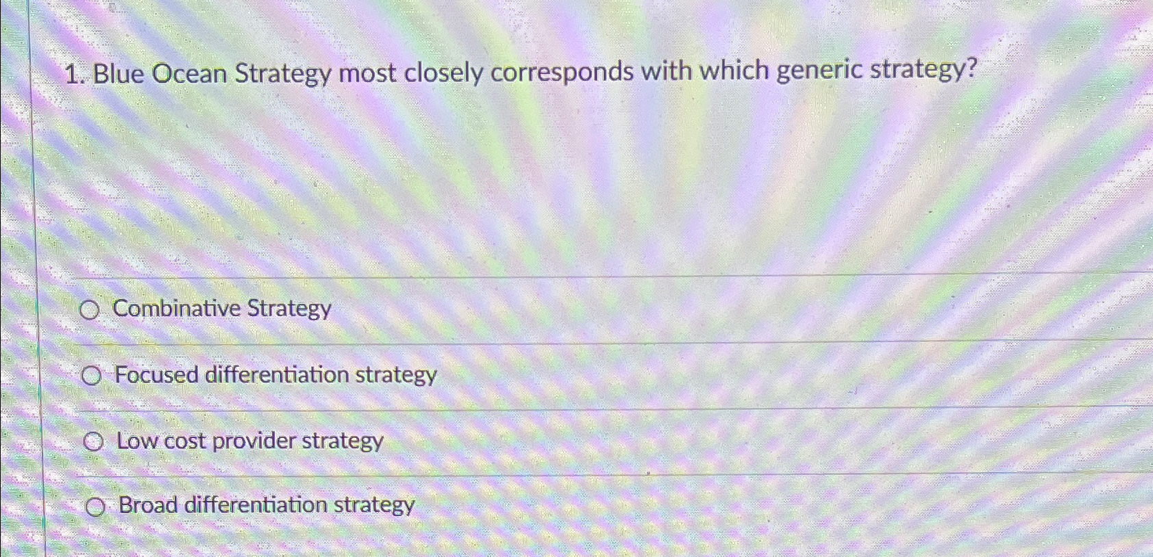 Solved Blue Ocean Strategy most closely corresponds with | Chegg.com