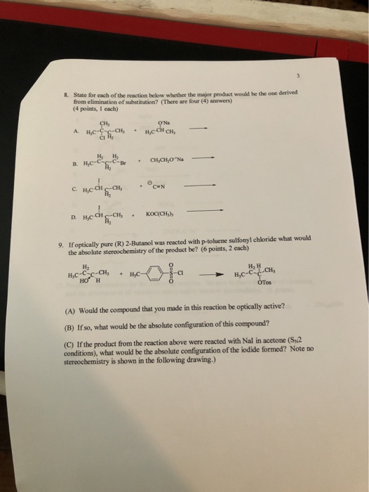 Solved 8. State for each of the reaction below whether the | Chegg.com