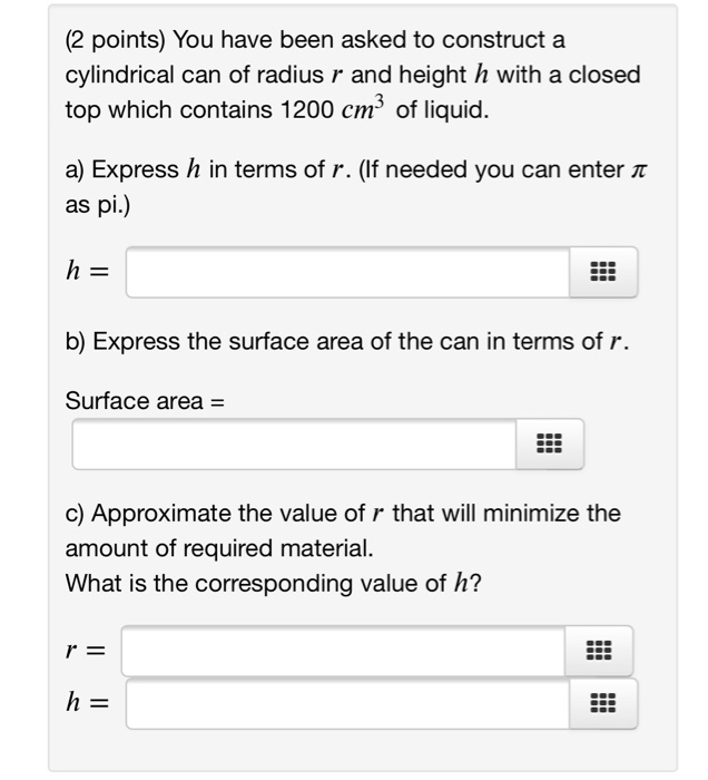 Solved (2 points) You have been asked to construct a | Chegg.com