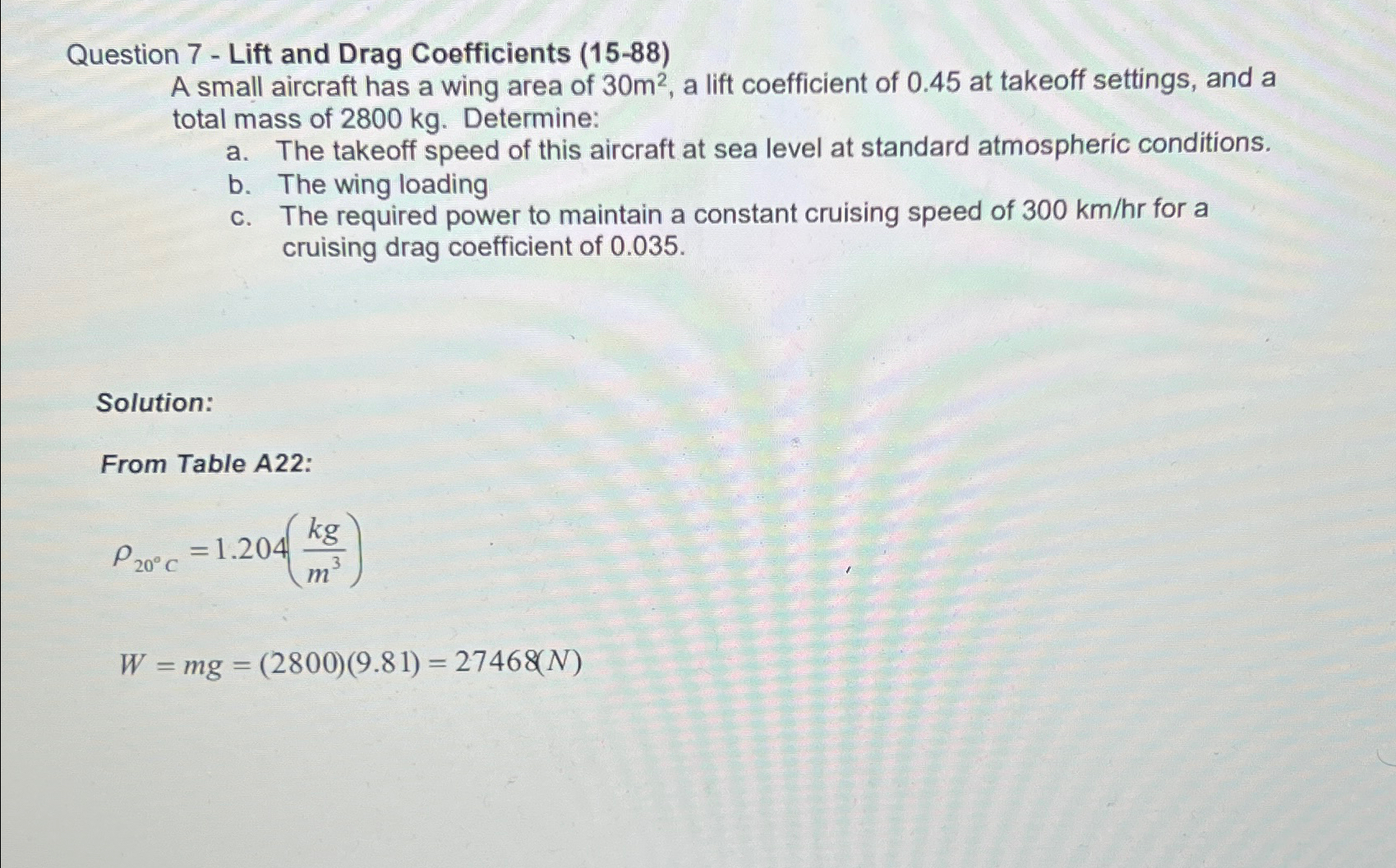 Solved Question 7 - ﻿Lift and Drag Coefficients (15-88)A | Chegg.com