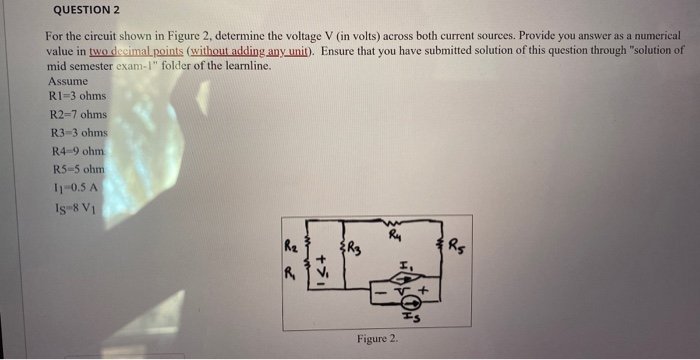 Solved QUESTION 2 For the circuit shown in Figure 2, | Chegg.com