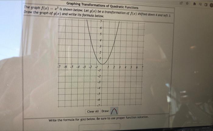 Solved Graphing Transformations of Quadratic Functions The | Chegg.com