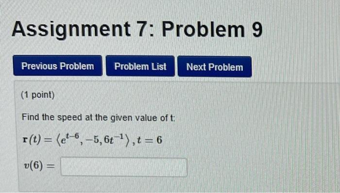 Solved Find the speed at the given value of t : | Chegg.com