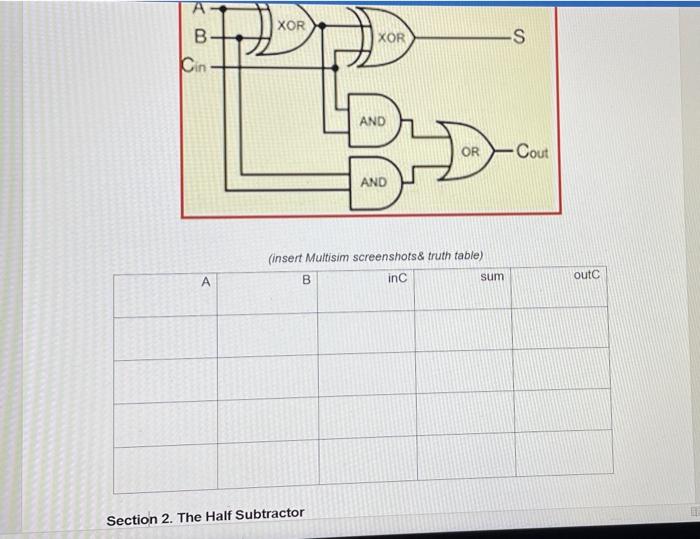 Section 1. The Half Adder (a) Simulate The Given | Chegg.com