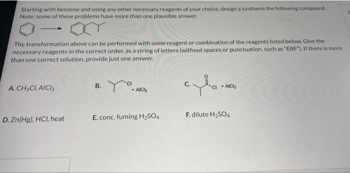 Solved Starting With Benzene And Using Any Other Necessary | Chegg.com