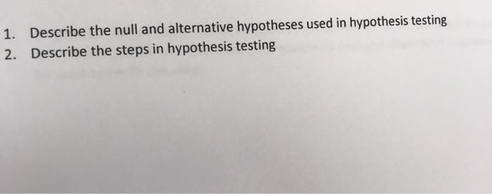 Solved Describe The Null And Alternative Hypotheses Used In Chegg