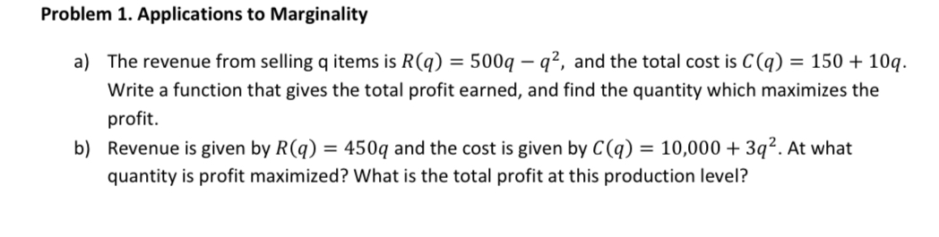 Solved Problem 1. ﻿Applications to Marginalitya) ﻿The | Chegg.com