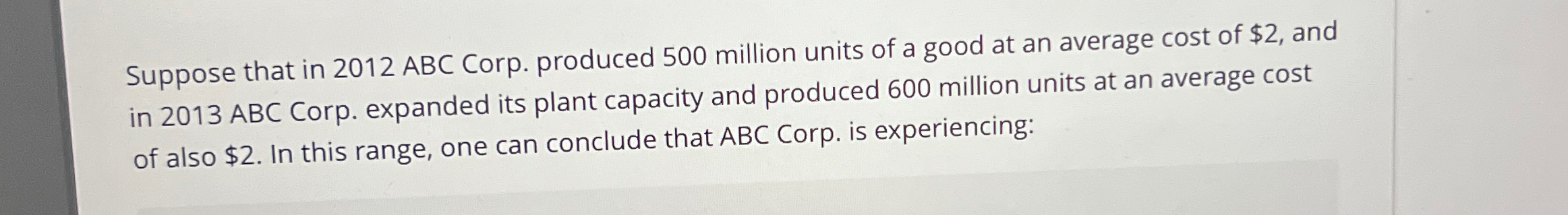Solved Suppose that in 2012 ﻿ABC Corp. produced 500 ﻿million | Chegg.com