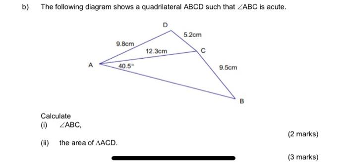 Solved B) The Following Diagram Shows A Quadrilateral ABCD | Chegg.com