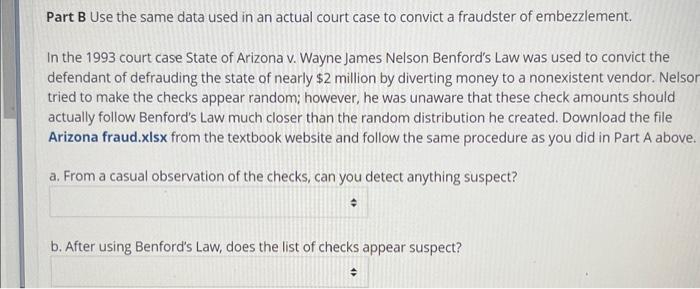 Using Excel for Fraud Detection Benford's Law | Chegg.com