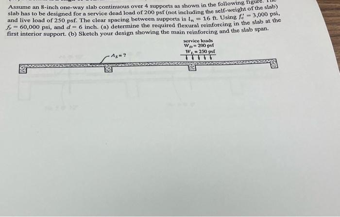 Solved Assume an 8 -inch one-way slab continuous over 4 | Chegg.com