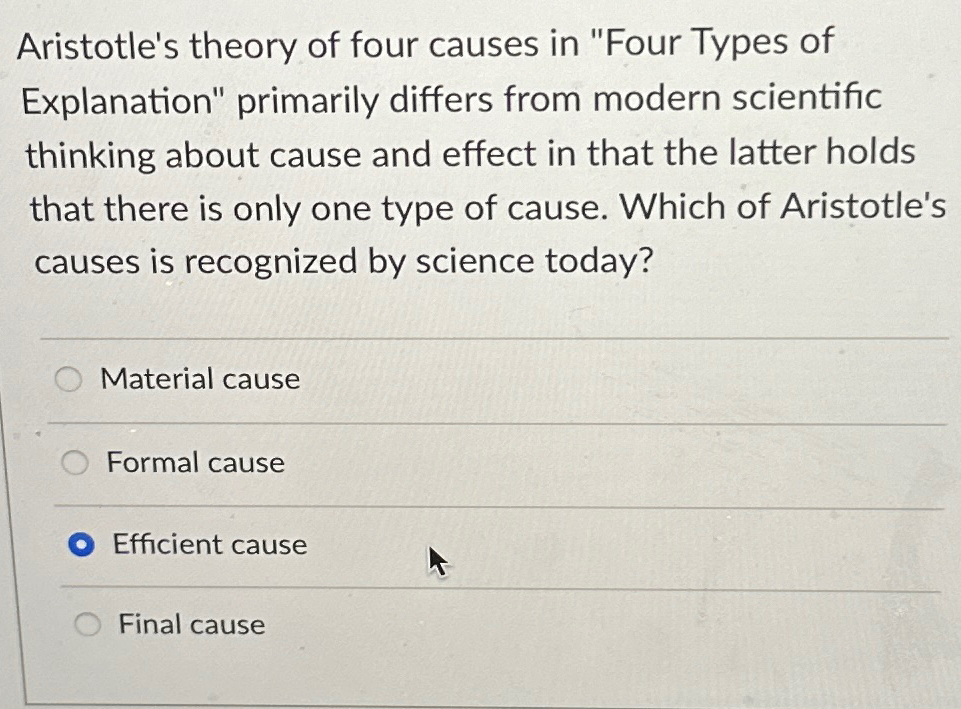 Solved Aristotle's theory of four causes in 