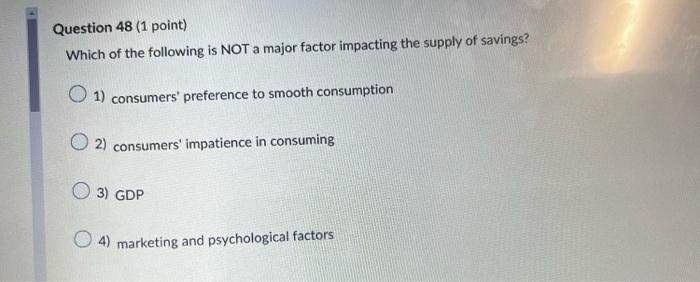 Solved Question 48 (1 point) Which of the following is NOT a | Chegg.com