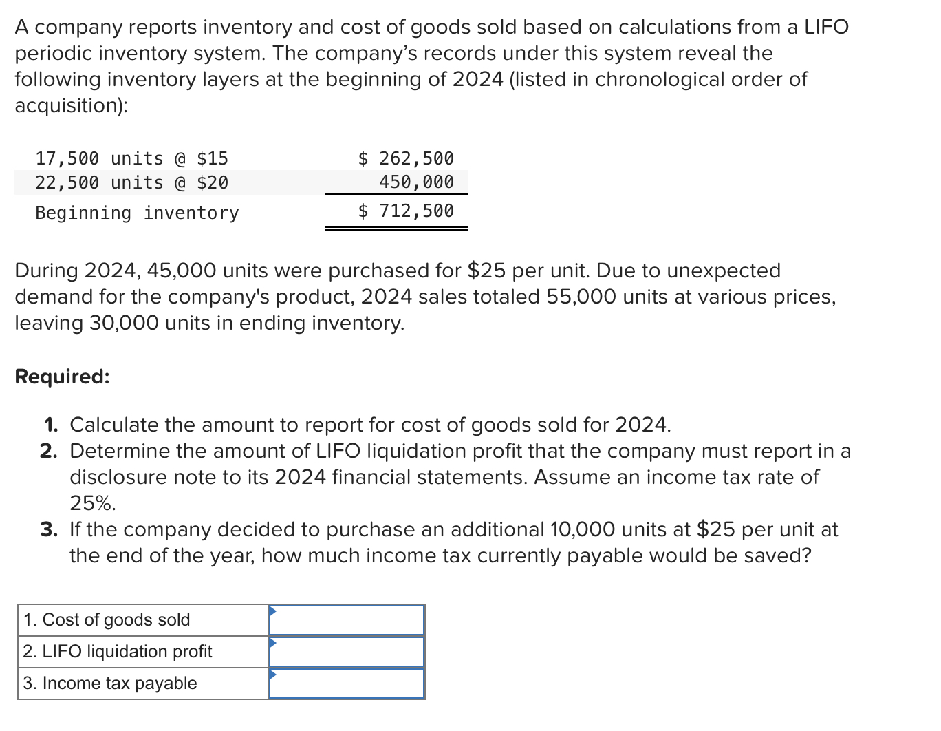 A company reports inventory and cost of goods sold | Chegg.com