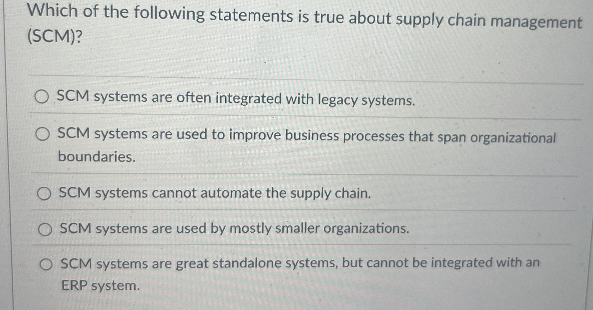 Solved Which of the following statements is true about | Chegg.com