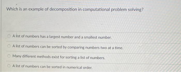 which is an example of decomposition in computational problem solving