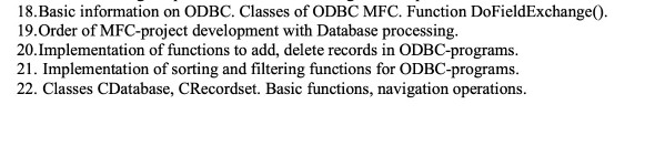 Crecordset Solved 18. Basic information on ODBC. Classes of ODBC MFC. | Chegg.com