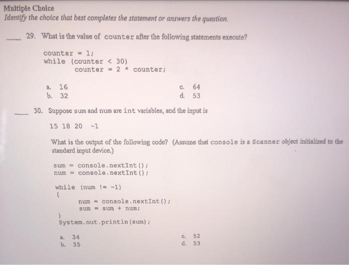 Solved Multiple Choice Identify the choice that best | Chegg.com