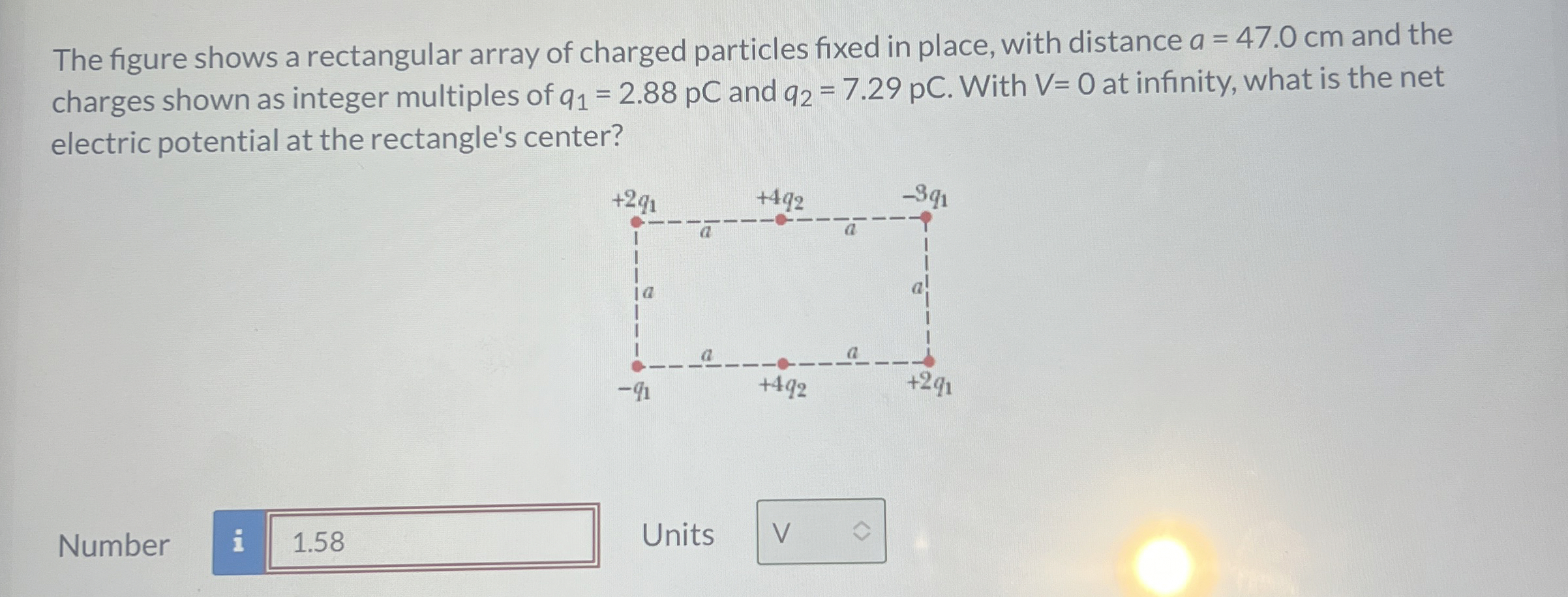 Solved The figure shows a rectangular array of charged | Chegg.com