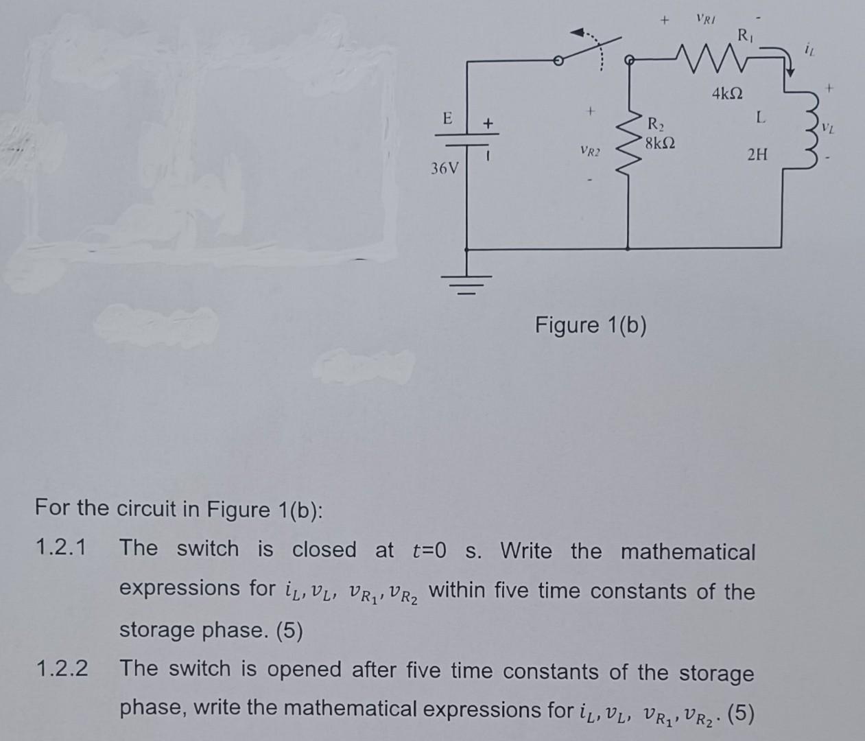 Solved For The Circuit Shown In Figure 1(a), The Switch Was | Chegg.com