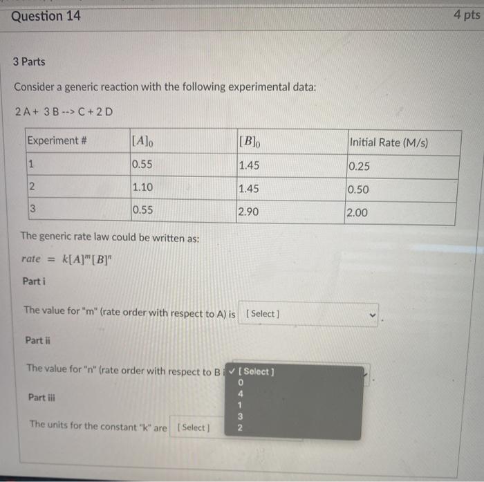 Solved Question 13 3 pts Consider the balanced reaction: 2 | Chegg.com