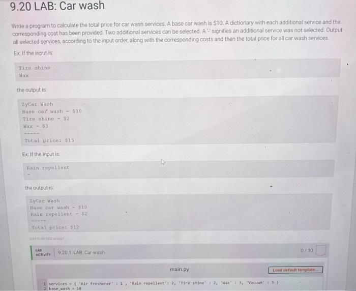 Solved 9.20 LAB: Car wasn Write a program to calculate the | Chegg.com