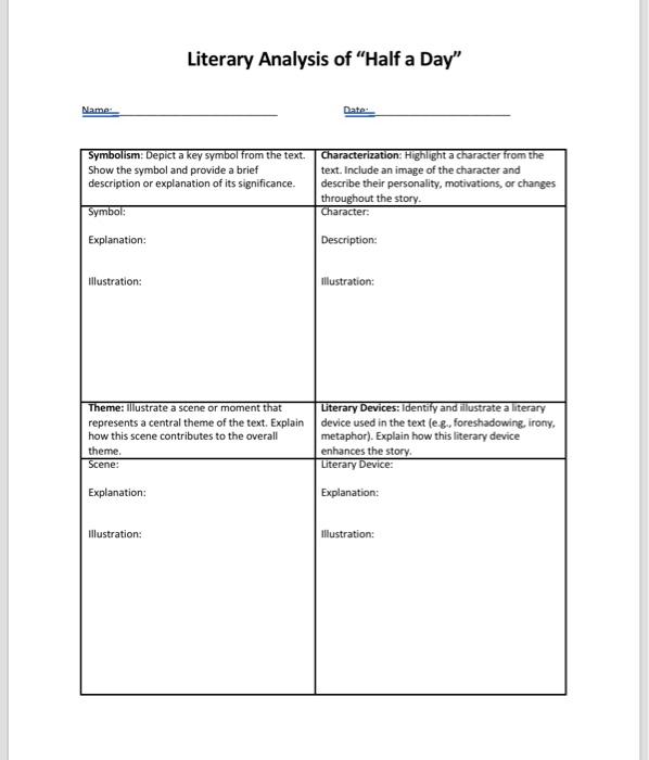 Literary Analysis of "Half a Day"