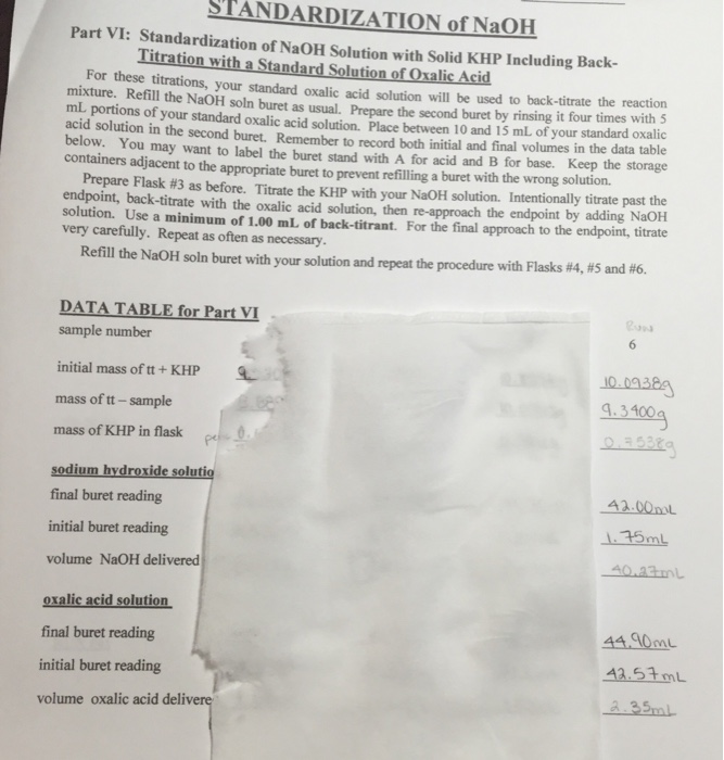 2 Calculate the normalities of the NaOH solutions for | Chegg.com