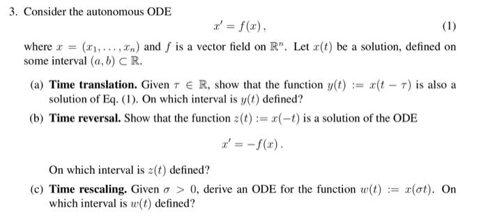 Solved 3 Consider The Autonomous Ode 1 Where X X1 Chegg Com