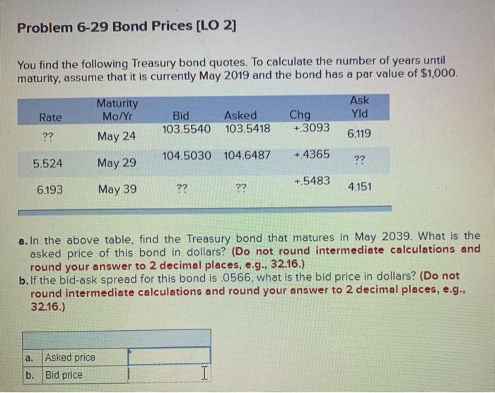 Solved Problem 6-29 Bond Prices [LO 2] You Find The | Chegg.com