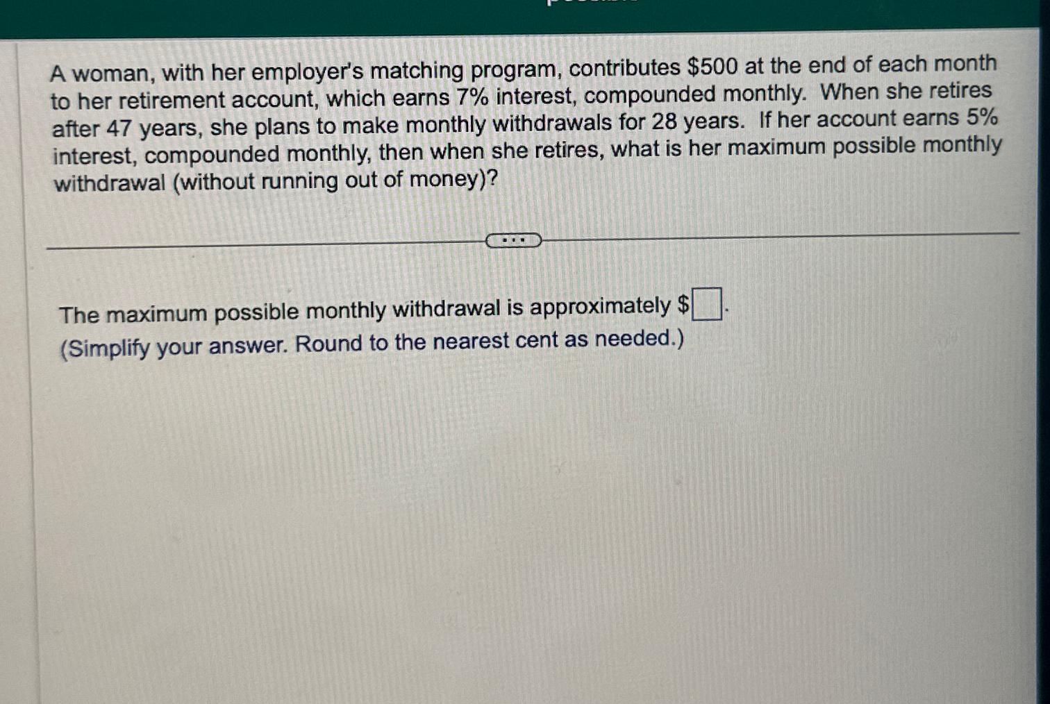 Solved A woman, with her employer's matching program, | Chegg.com