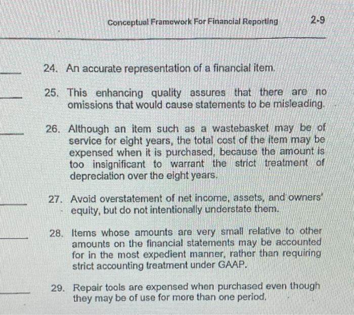 Solved Conceptual Framework For Financial Reporting 2-9 24. | Chegg.com