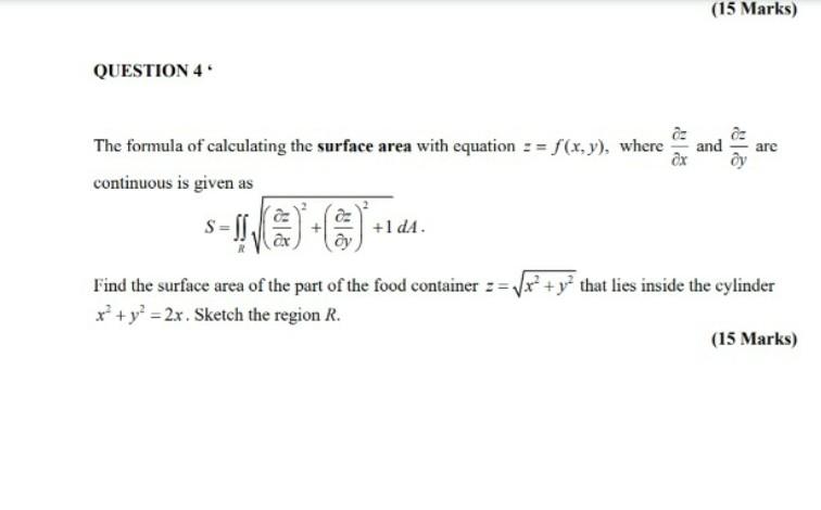 Solved (15 Marks) QUESTION 4 and are The formula of | Chegg.com