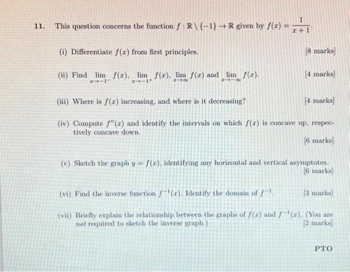 Solved 1. This question concerns the function \\( f: | Chegg.com