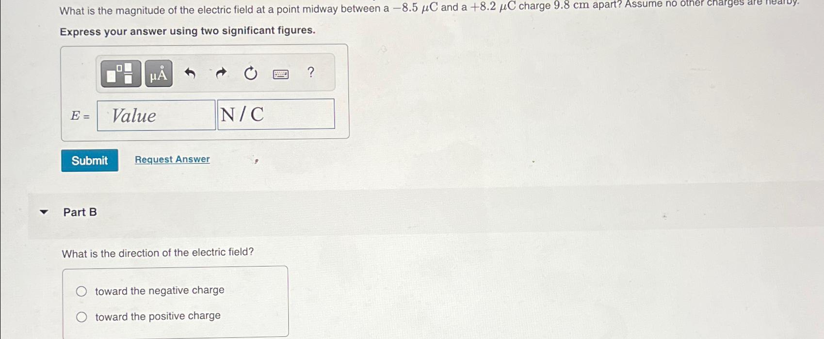 Solved What is the magnitude of the electric field at a | Chegg.com