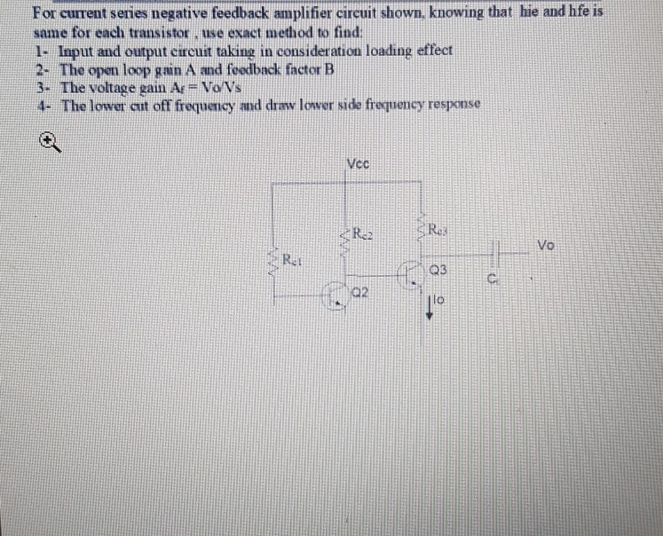 For current series negative feedback amplifier