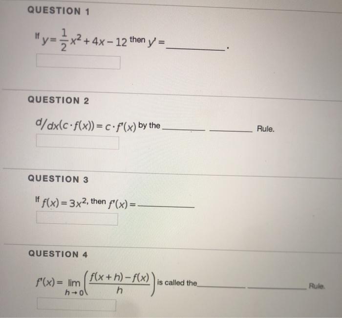 Solved Question 1 Y X2 4x 12 Then Y Question 2 Chegg Com
